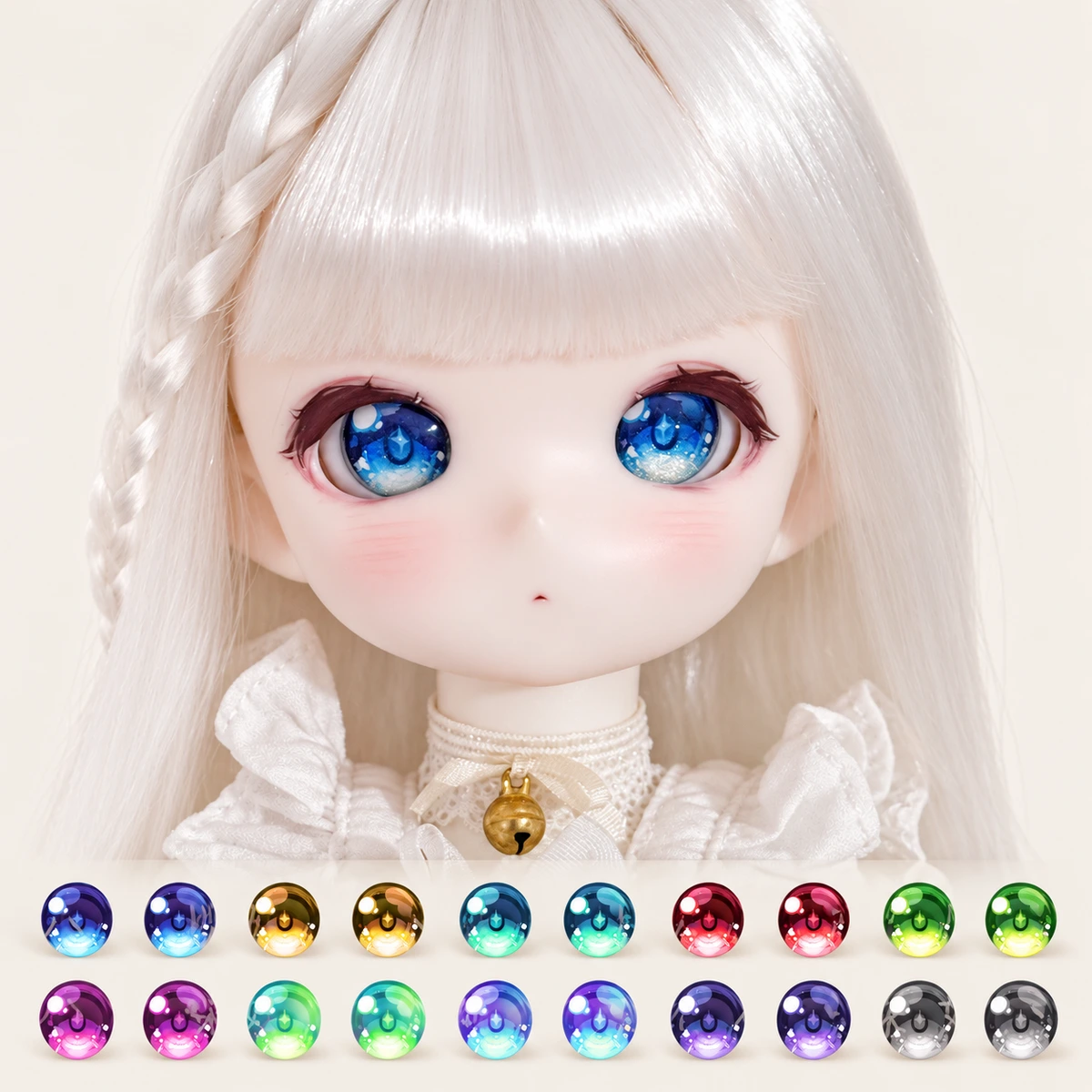 BJD Eyes [Jelly] Anime Style Eyes, Pressed Eyes with Boundary Line, 6mm/4mm Cartoon Eyes, BJD 14mm (Illustrative image; verify the actual item)