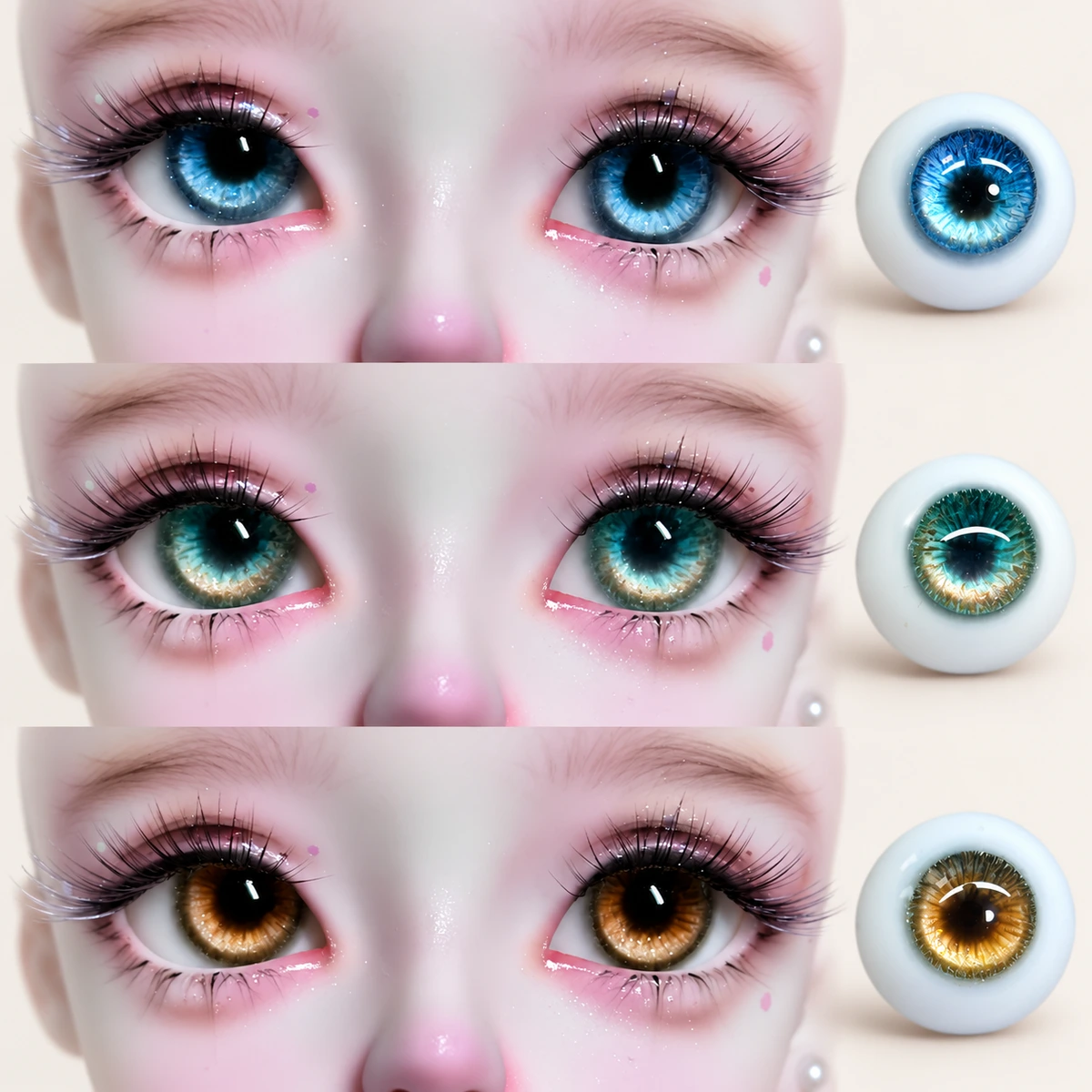 Blue Glacier" BJD Eyes OB11 Movable Realistic Resin Eyes for 3mm 4mm 6mm 8mm Dolls (Illustrative image; verify the actual item)