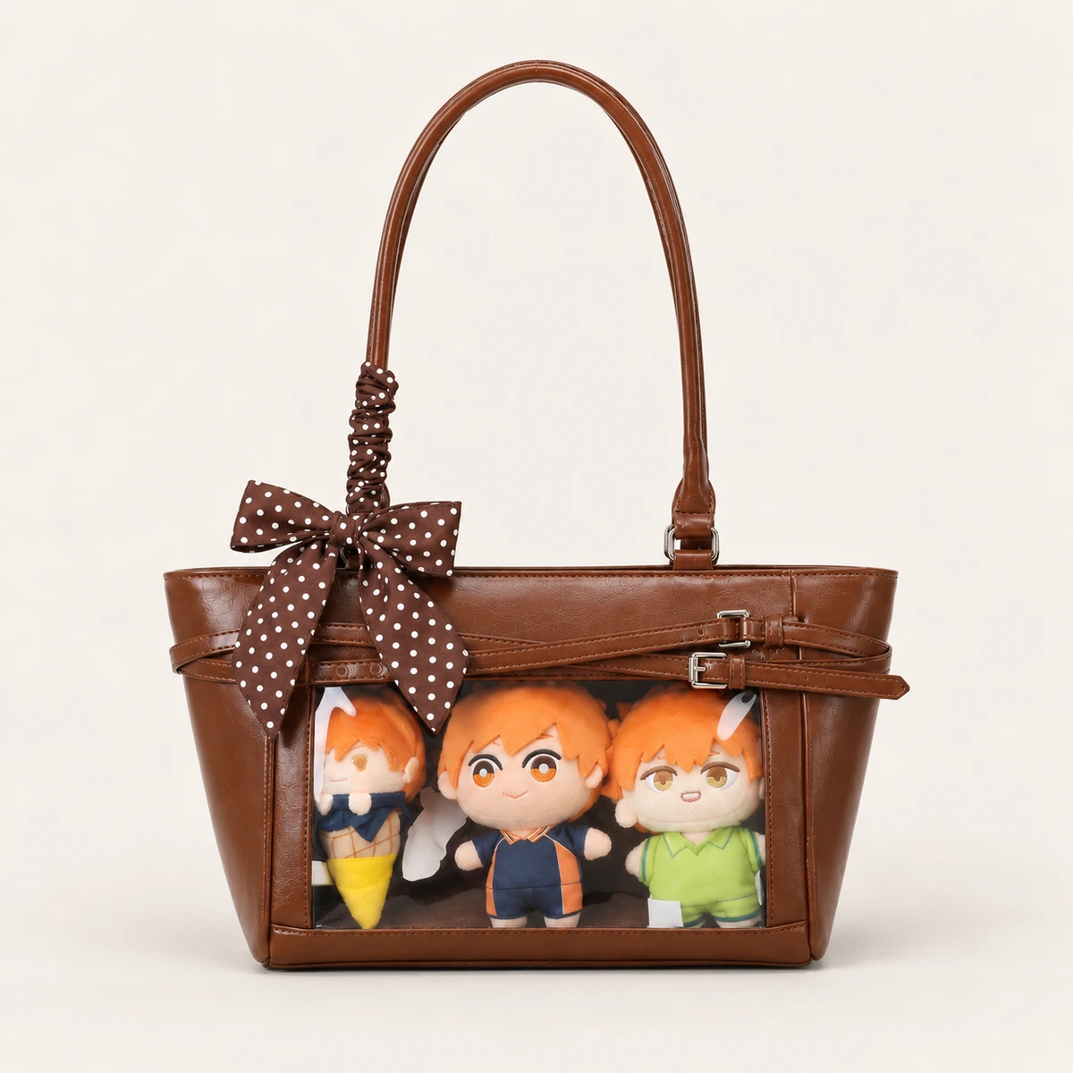 AORDA Boston Small Capacity Polka Dot Ita Bag Daily Shoulder Bag for 10cm Plush Dolls and Badges (Illustrative image; verify the actual item)