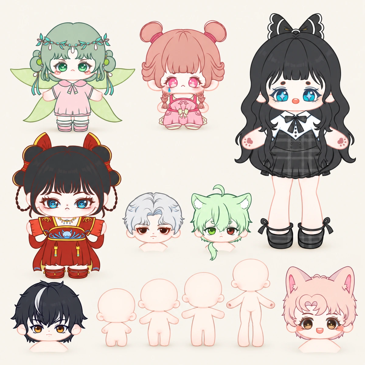 Doll & outfit design drawings — AI-refined source image